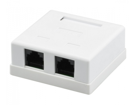 Розетка RITAR UTP 8P8C RJ45 2 порт Cat-5, накладная белая Q400