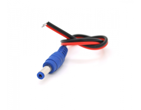 Разъем питания DC-M (D 5,5x2,1мм) => кабель длиной 25см black-red , Blue Plug OEM Q100