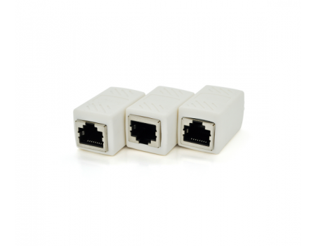 Соединитель RJ45 8P8C мама / мама RJ45 для соединения кабеля, экранированный, белый, Q50