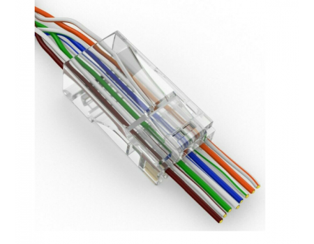 Коннектор Merlion RJ-45 8P8C UTP Cat-5 (50 шт/уп.) для сквозного подключения