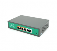 Коммутатор POE SICSO 48V с 4 портами POE 100Мбит + 2порт Ethernet(UP-Link) 100Мбит, c усил. сигн. до 250м, корпус-металл, Silver, БП встроенный, Q30