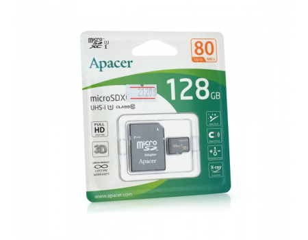 Карта памяти Apacer microSDHC Class 10 UHS-I, 128GB