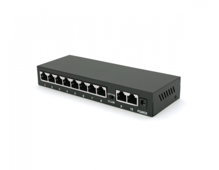 POE коммутатор Merlion 8 POE 10/100+2 RJ45 10/100 внешний блок питания 52V 1,85A