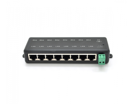 8-портовый POE-инжектор питания, с 8xRJ45 портами Ethernet 10/100Мбит/с, IEEE802.3af/at, 12-48V, PIN45+/78-