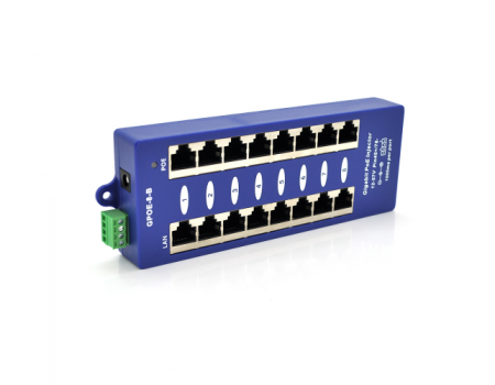 8-портовый POE-инжектор питания, с 8xRJ45 портами Ethernet 10/100/1000Мбит/с, IEEE802.3af/at, 12-57V, PIN45+/78-