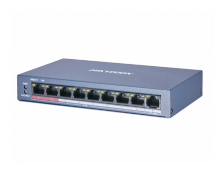 8 портовый POE коммутатор Hikvision DS-3E0109P-E/M(B) 8xRJ45 (100M) PoE + 1x RJ45 (100M)