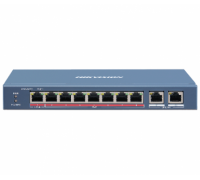 8 портовый POE коммутатор Hikvision DS-3E0310HP-E, 8xRJ45 (100M) PoE(1 Hi-PoE) + 2×1000 Мбит/с RJ45