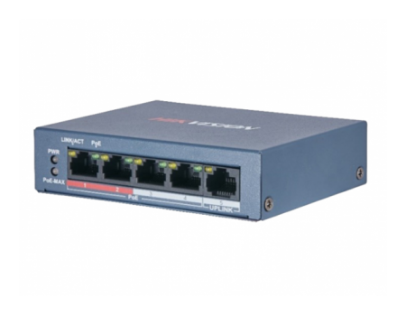 4-портовый POE коммутатор Hikvision DS-3E0105P-E/M(B), 4x RJ45 (100M) + (Uplink) 1х RJ45 (100M)