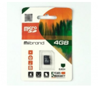 Карта памяти Mibrand microSDHC Class 4, 4GB