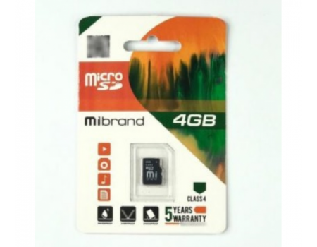 Карта памяти Mibrand microSDHC Class 4, 4GB