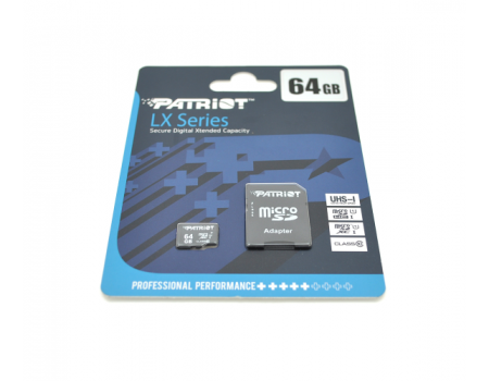 Карта памяти Patriot LX microSDHC Class 10 UHS-I, 64GB