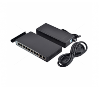 POE коммутатор FoxGate S6008-E2-AI POE (120W) [8 х FE POE + 2 uplink x FE RJ-45] + внешний БП 56V 2.14A