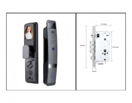 Умный замок YOSO YO-H20 на АКБ 4200mA , Отпечаток пальца/лицо/код/карта/ключ/приложение ( врезная часть 6068) Материал алюминый , АРР- Tuya