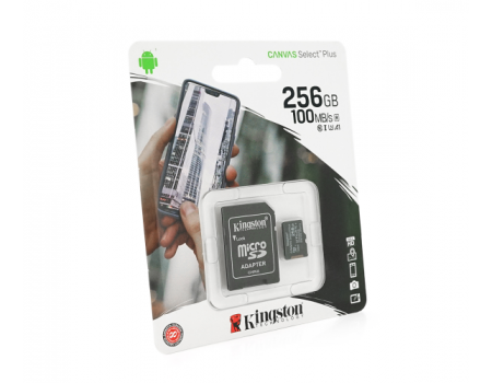 Карта памяти Kingston Canvas microSDHC Class 10 A1 UHS-I, 256GB