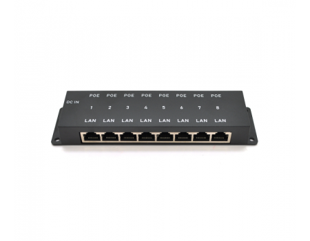 8-портовый POE-инжектор питания, с 8xRJ45 портами Ethernet 10/100Мбит/с, IEEE802.3af/at, 12-57V, PIN45+/78-