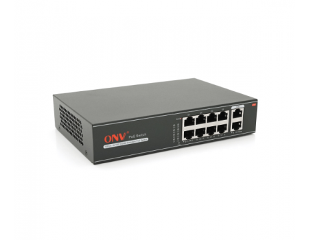 8ми портовый PoE Full Gigabit коммутатор ONV-H3108P, 8xPoe1000Мбит + 2х1000 Мбит, IEEE802.3af/at , общая мощность 120 Вт