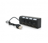 Хаб USB 2.0 4 порта с переключателями на каждый порт, Black, 480Mbts High Speed, поддержка до 0,5ТВ, питание от USB, Blister Q100