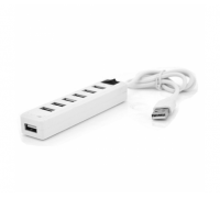 Хаб USB 2.0 7 портов, White, 480Mbts питание от USB, с выключателем, Blister Q100