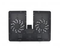 Подставка под ноутбук DeepCool U-PAL, 10-15,6", 2*140mm 1000±10% RPM, корпус пластик+алюминий, 390 х 280 х 27.5 mm, Black, Box