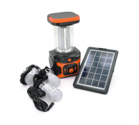 Переносной фонарь RT911BT+Solar, 1+1 режим, Радио+ Bluetooth колонка, встроенный аккум, 3 лампочки 3W, USB выход, Black/Orange