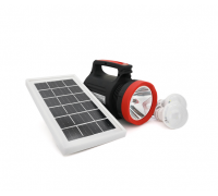 Переносной фонарь LX-1902+Solar, 3 режима, солнечная панель, встроенный аккум 7200mAh, 2 лампочки 3W, СЗУ, Black, Box
