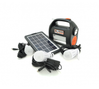 Переносной фонарь RT909BT+Solar, 1+1 режим, Радио+ Bluetooth колонка, встроенный аккум, 3 лампочки 3W, USB выход, Black/Orange