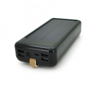 Power bank KKD-6W 60000 mAh Solar, flashlight, Input: 5V/2.1A(MicroUSB, TypeC, Lightning), Output: 5V /2.1A(4xUSB), plastic, Black, BOX