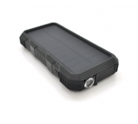 Power bank 20000 mAh Solar, Flashlight,Input:5V/1A(microUSB, TypeC), Output:5V/2,1А(2хUSB),PD, rubberized case, Black, Corton BOX